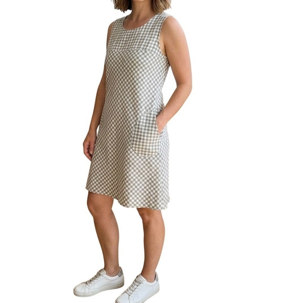 Archerie NYC Womens Gray White Gingham Checkered Cotton Shift Dress Size 6